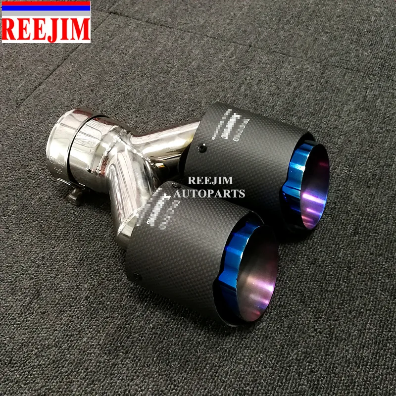 1PCS Matt Black Dual AKRAPOVIC carbon fiber Stainless Steel exhaust tip