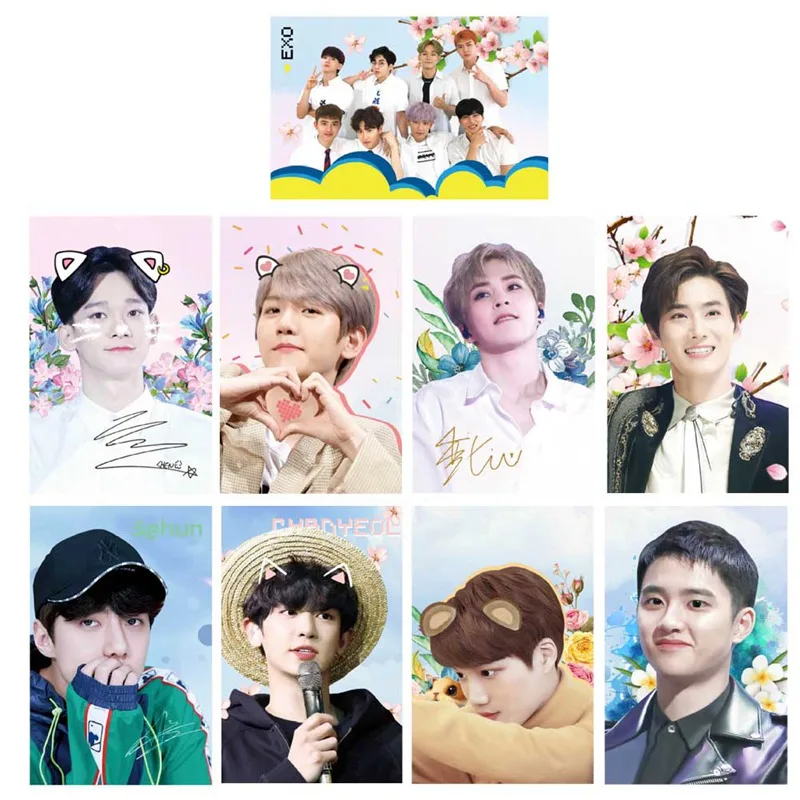 

9pcs/set K-pop EXO Sehun PVC Clear Lomo Photo Cards HD Collective Photocard Fans Gift