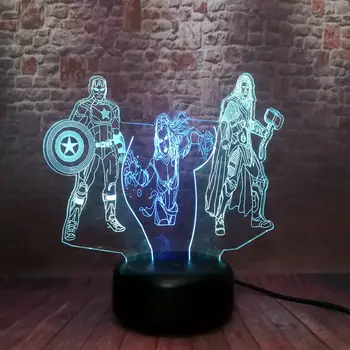 

Avengers Captain Marvel Figuras Model 3D Nightlight LED Mixed Color Light Marvel Captain America Thor Figure Toys