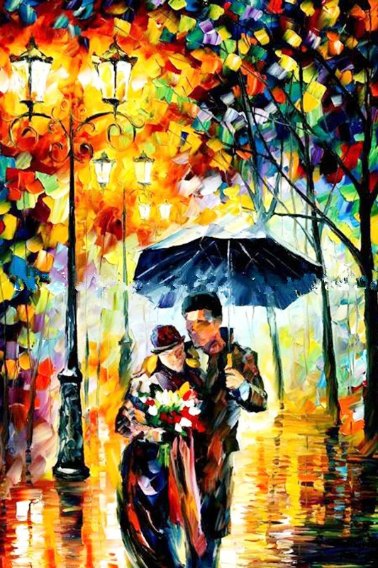 

5D Diy Diamond Painting Lover In The Rain Full Square Diamond Cross Stitch Kit Crystal Decor Diamond Embroidery Mosaic