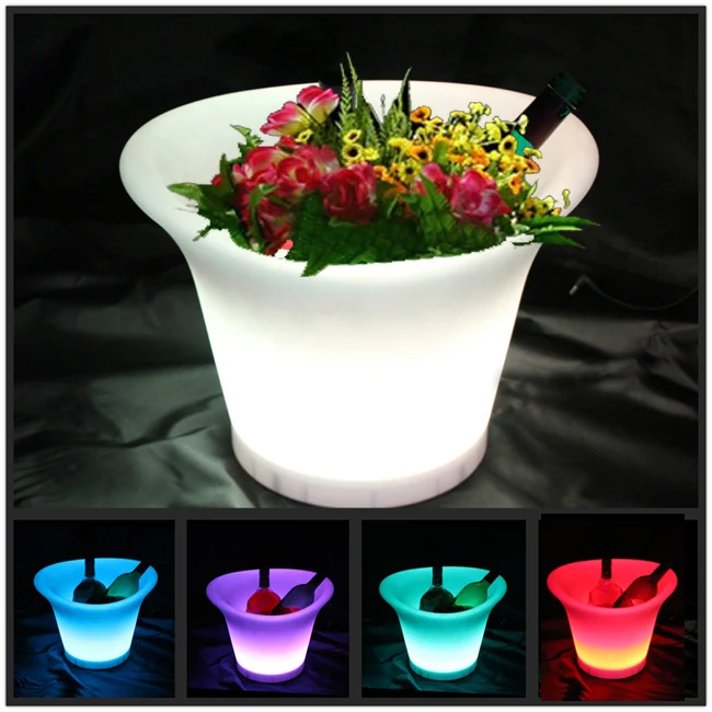 

SK-LF08 (L36.5*W32.5*H27.2cm) 16 Color Changing LED Flower Pot Illuminated Planter with 24 keys Remote Control Free Shipping 1pc