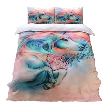 

Unicorn Printed Duvet Cover Set(1 Duvet Cover +1 Pillow Case), Brushed Microfiber Bedding Sets Twin