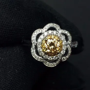 

Yellow Diamond Ring 0.55ct 18 K White Gold Natural Yellow Diamond Wedding Engagement Female Rings for Women Fine Diamonds Ring