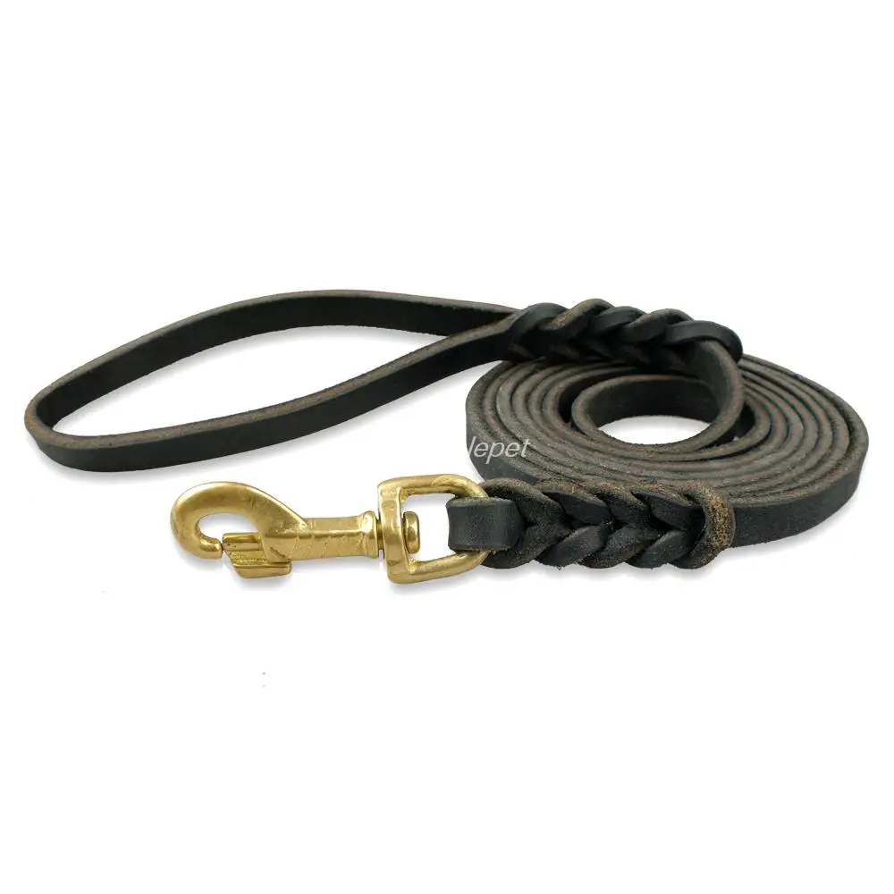 Genuine Leather Dog Leash Dogs Long Leashes Braided Pet Walking Training Leads Brown Black Colors For Medium Large Pet 