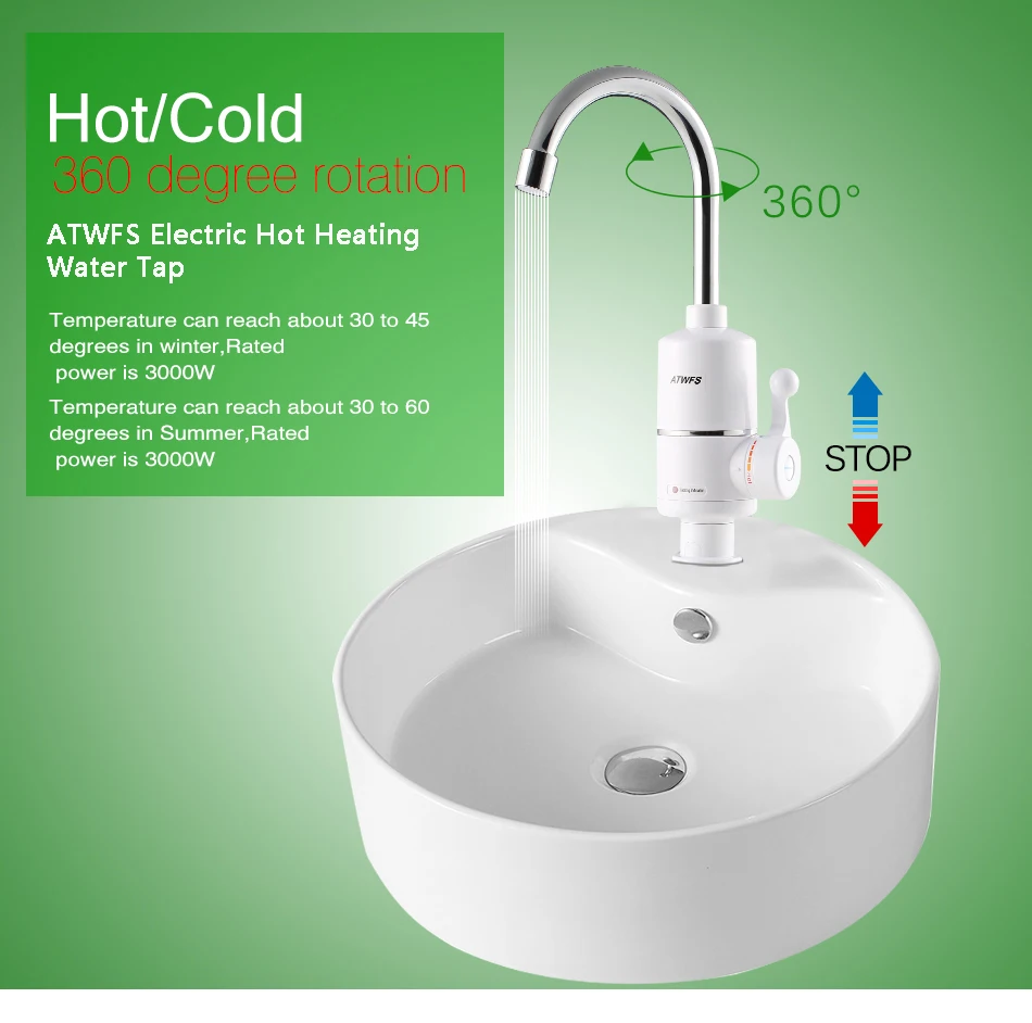 ATWFS безрезервуарный Электрический новейший водонагреватель для кухни мгновенный нагреватель для горячей воды кран для воды мгновенный нагреватель 3000ВТ
