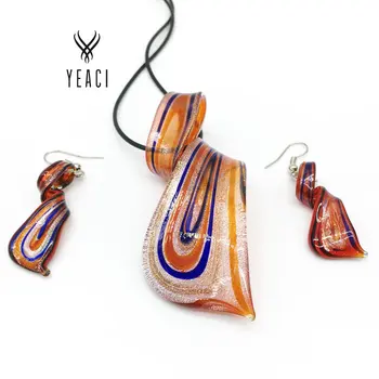 

Jewelry Direct Selling Trendy Jewelry Sets 6'set Lampwork Glass Murano Pendant Necklace Earrings Free Shipping