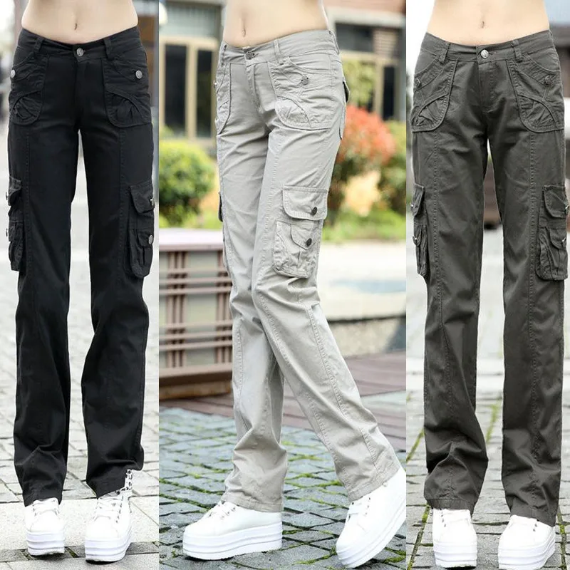 Pantalon femme 2019 женские многокарманные камуфляжные брюки для тренировки свободные прямые брюки-карго для девочек уличная jogger sweat pants