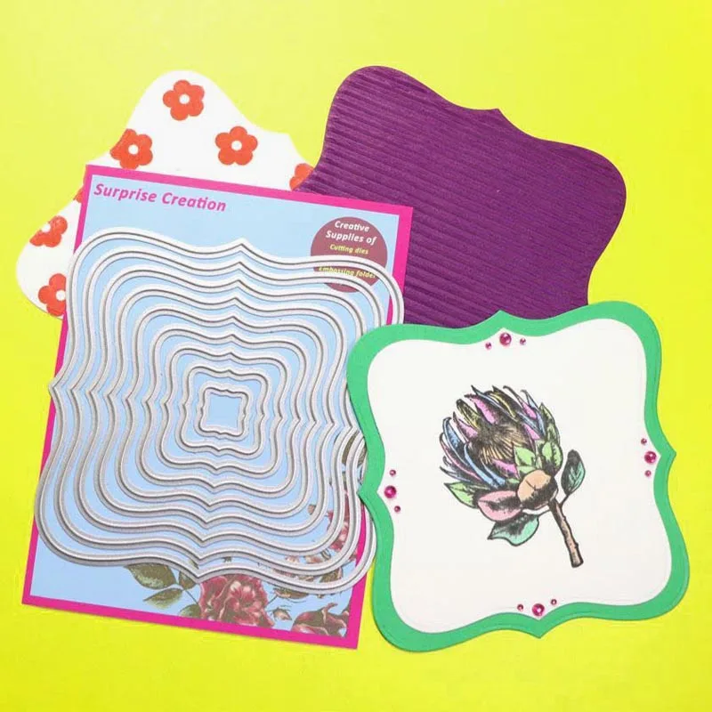

Cutting dies 9-Piece Wave Squares Metal Nesting Dies Scrapbook Craft DIY Stencil