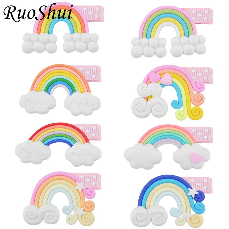 

1PC Hair Clips Summer Style Fashion Rainbow Hairpins Girls Hair Accessories Clip Hairpin Barrette Rubber Gum For Kids Cute Gifts
