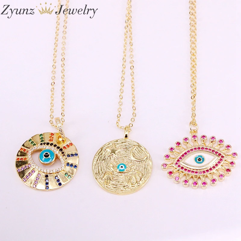 10 шт 2019 новый дизайн корейская мода Pave Eye CZ кулон Блестящий кристалл волшебная