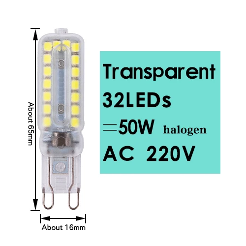 COB G9 G4 светильник светодиодный лампочка прожектор в форме кукурузы 110 В 220 В заменить 20 Вт, 30 Вт, 40 Вт, 50 Вт галогенные светильник затемнения 14 светодиодный s 22 светодиодный s 30 светодиодный s SMD 2835 - Испускаемый цвет: G9 Transparent 32LED