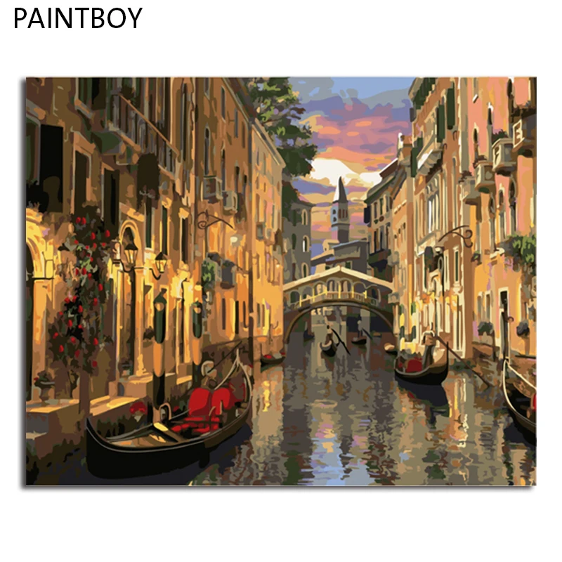 

PAINTBOY Landscape Framed Pictures Painting By Numbers Painting and Calligraphy DIY Coloring By Numbers on Canvas