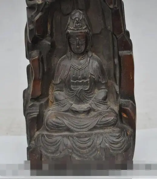 

S1188 8" chinese buddhism bronze Kwan-Yin Bodhisattva Goddess seat Mountain statue