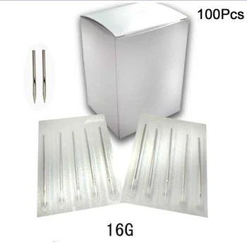 

100Pcs 16G New Sterile Disposable Body Piercing Needles Stainless Steel Size Permanent Makeup Needles Equipment agujas tatuaje