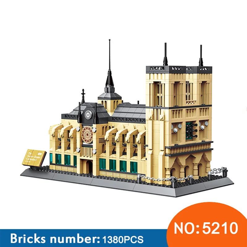

Wange 5210 Architecture NOTRE DAME CATHEDRAL of Paris Building Blocks Classic Landmark Model Bricks Toys For Children