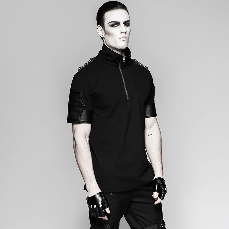 T shirt homme gothique à manches courtes style rock de couleur noir T shirt homme gothique à manches courtes style rock de couleur noir