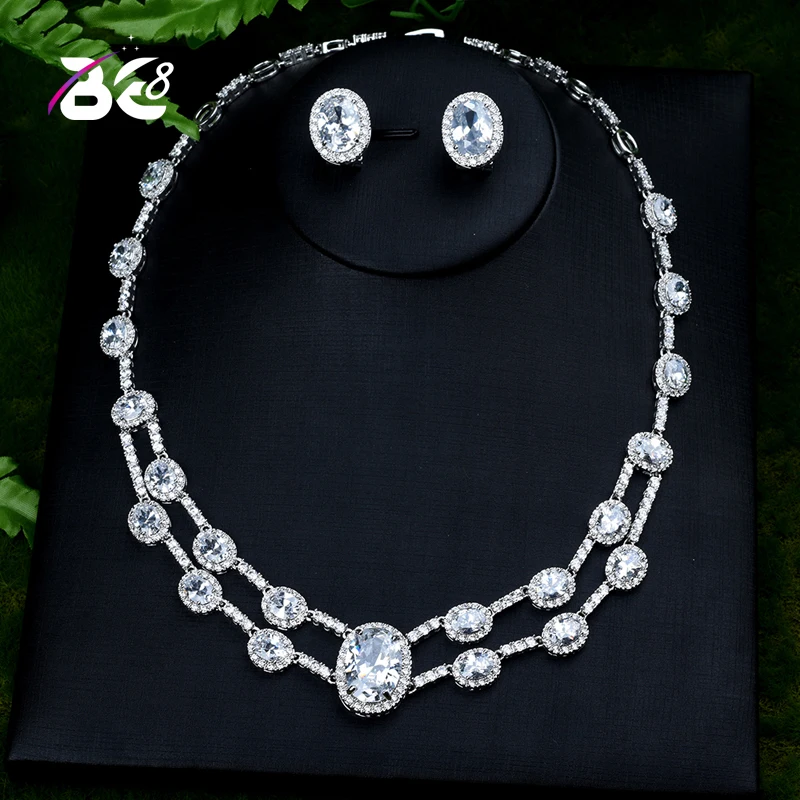 

Комплект из колье и серёг, с фианитом, S400