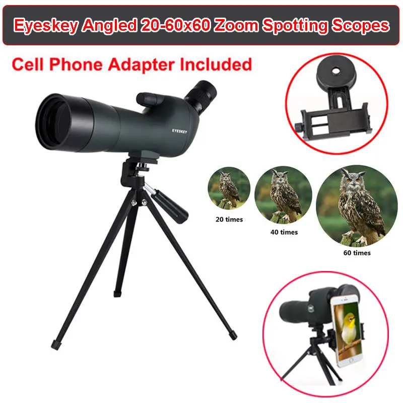 

Eyeskey EK2060-20-60x60 Outdoor Zoom Spotting Scope Fully Multi-Coated Green Film Coated Lens + Tripod Carrying Bag