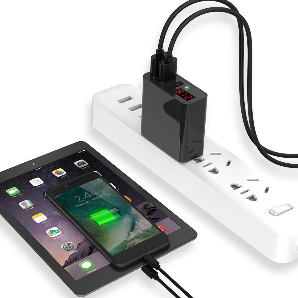 Сетевое зарядное устройство DCAE с 3 USB портами и светодиодным дисплеем 5 В А|us wall