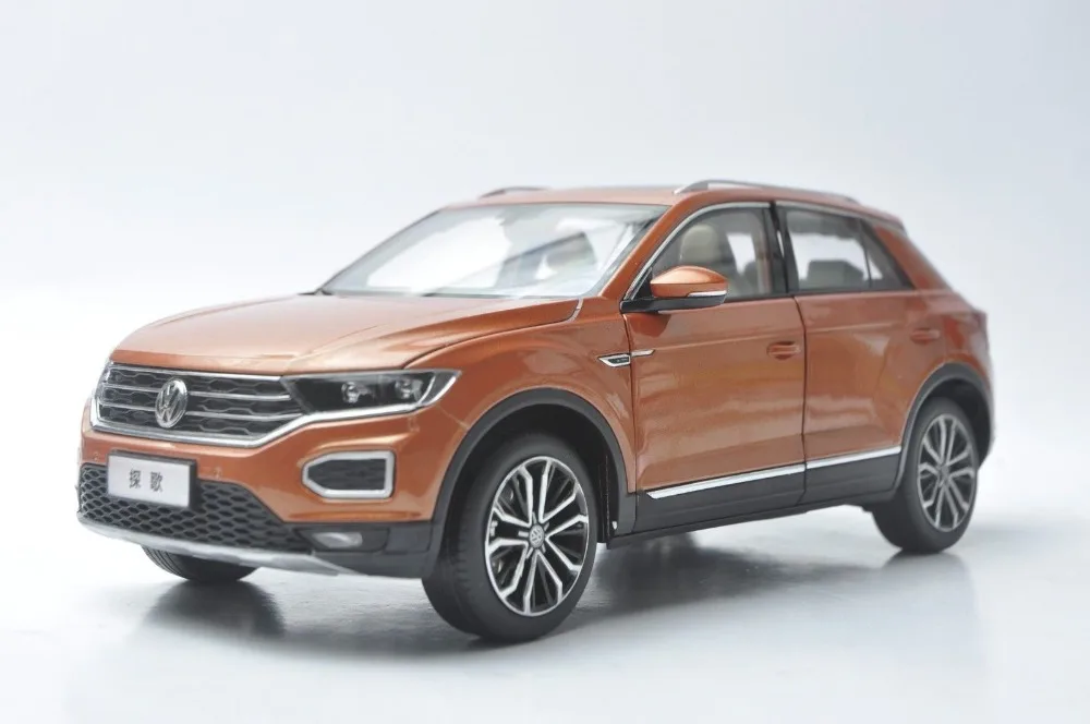 1:18 литая под давлением модель для Volkswagen VW T-ROC SUV оранжевая Игрушечная машина из сплава миниатюрная коллекция подарок TROC T Roc