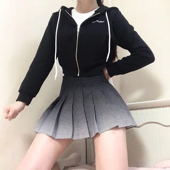 

2018 New High Waist Balck Gray Gradient Skirts Girls Mini Pleated Short Skirt Harajuku Style Fashion School Mini Skirt Female