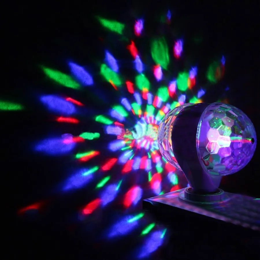 

6W E27 LED Strobe Light 2 Disco Ball Projector Lamp Auto Rotating Home Party Dance DJ Christmas Stage Lighting Effect Decoration