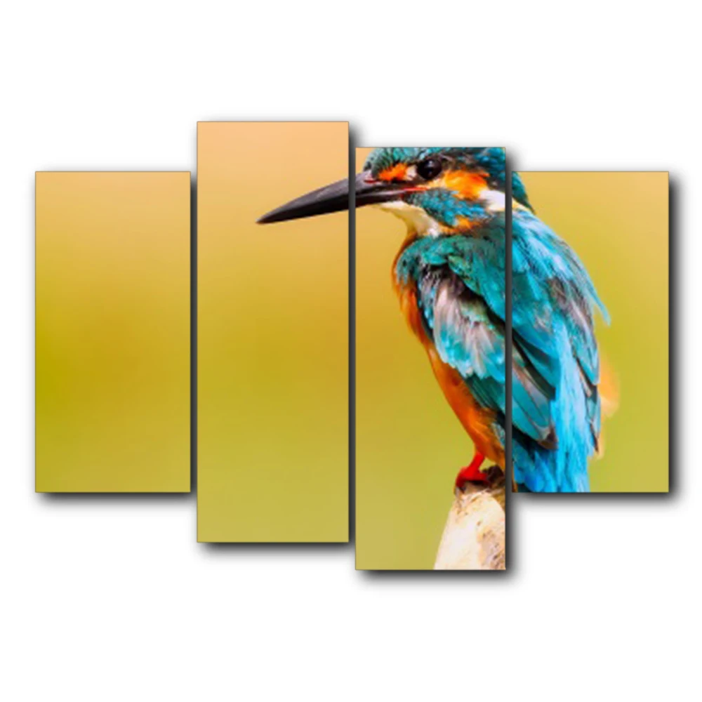 

Laeacco 4 Panel Bird Animal Posters and Prints Modern Wall Art Canvas Calligraphy Painting Nordic Home Living Room Decoration
