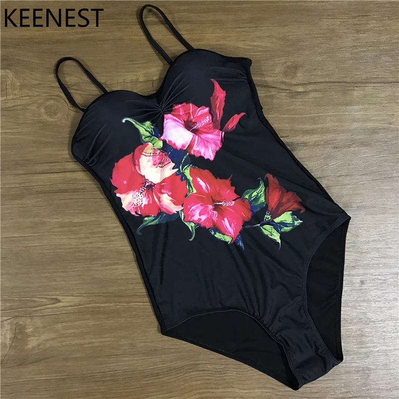 

KEENEST 2019 S-XXL Plus Size Swimwear Women Conservative Swimsuit Push Up Hot Spring Bathing Suit