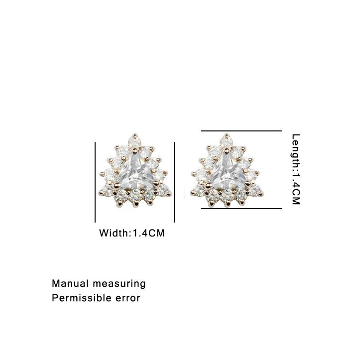 ZHOUYANG Top Quality ZYE294 Triangle Flower Crystal Rose Gold Color Stud Earrings Jewelry Austrian Crystal Wholesale