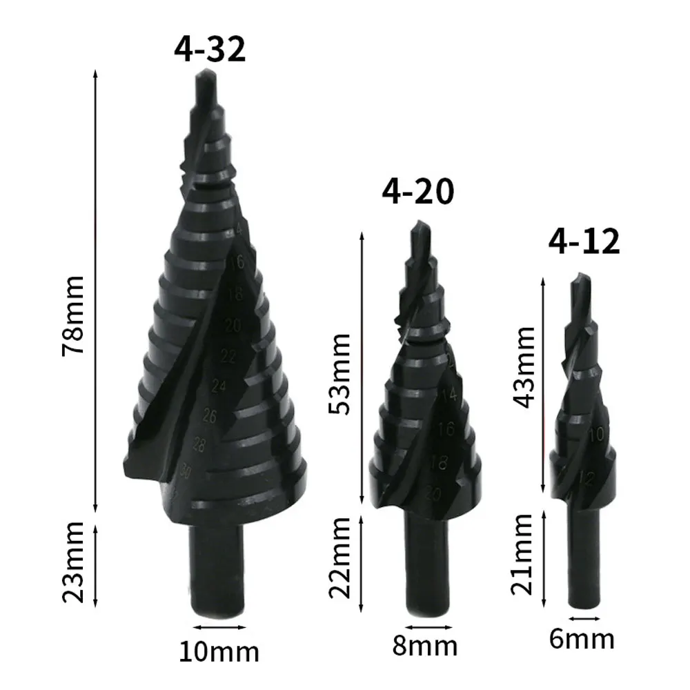 4-12 мм 4-20 мм 4-32 мм HSS ступенчатое сверло для металла азот высокоскоростная стальная спираль для металлического конуса треугольного хвостовика отверстия