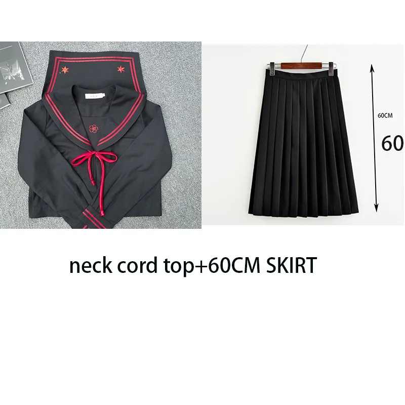 60CM SKIRT SET1 TR японский JK наборы школьной формы для девочек Сакура вышивка старшеклассница для женщин Новинка матросские Костюмы янки девушка Униформа JK001 - Цвет: 60CM SKIRT SET1