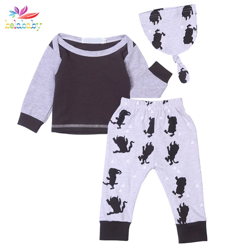 

Belababy Boys Clothing Set 2018 Spring New Fashion 100% Cotton Hoodies For 1 2 3 Years Old Infant Clothes 3pcs Set