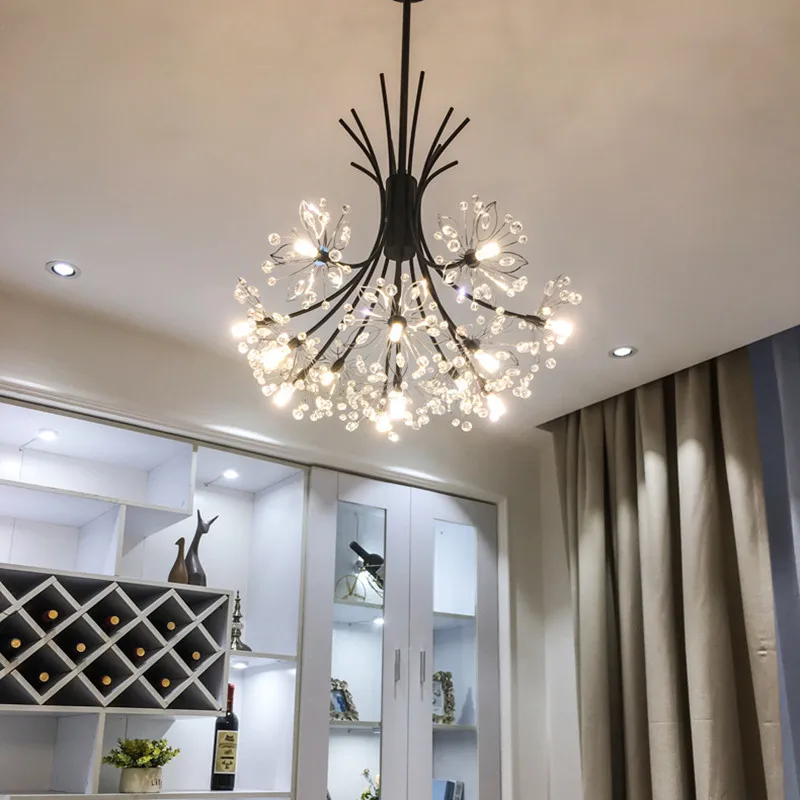

Modern Crystal Dandelion Chandelier Warm Romantic hanglamp Bedroom Dinner Living Room Cafe G4 Led Hanging Light Fixture lighting