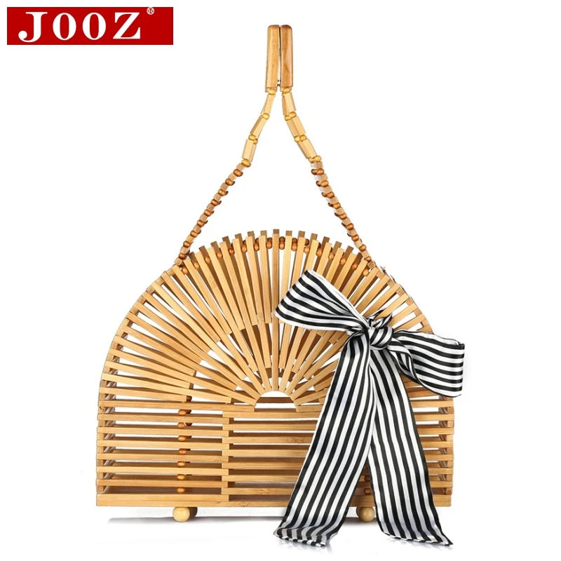 

JOOZ Hand-woven women bamboo bags Beading shell Ladies Hand Bag high quality wood causal totes Women's handbags