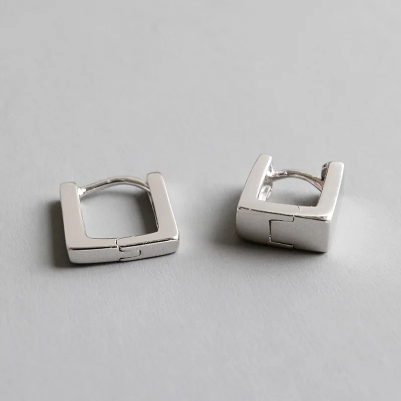 

Fashion Jewelry Women 100% S925 Silver Earrings Creative Geometric Square Trendy Girls Elegant Silver Color Drop Earring Gift