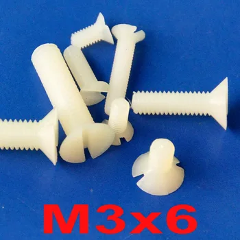 

( 100 pcs/lot ) Metric M3 x 6mm Nylon Slotted Flat Head Countersunk CSK Screw.