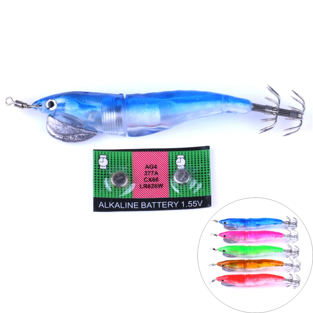 HENGJIA 1pcs Luminous Night Fishing LED Electronic Squid Jig Lures