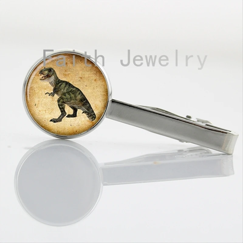 

Vintage style Ancient animal Dinosaurs tie clip art picture glass cabochon dome handmade tie pin trendy wearing accessory NS297