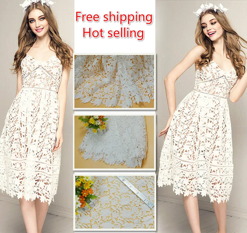 

Milk silk lace fabrics of water soluble embroidery lace wedding dresses hollow-out flowers fabric SM241