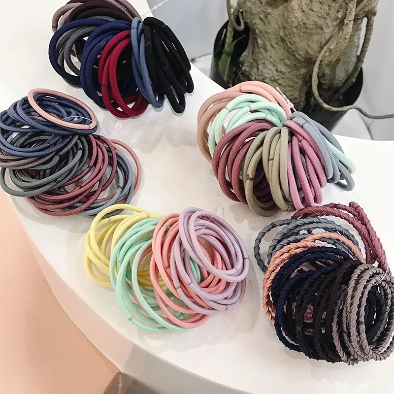 

Fashion Girls Hair Band Korean Adult Simple And Versatile Basic Models 30 Strips Thick Color High Elastic Without Seams G0720
