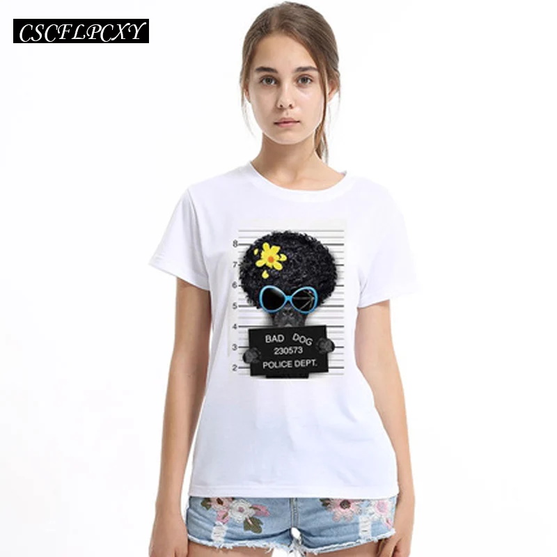 2017-Vendita-Calda-Cane-di-Polizia-Dept-Maglietta-delle-Donne-di-Disegno-Francese-Bulldog-T-Shirt