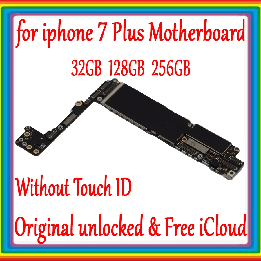 

For iphone 7 Plus 5.5 inch Motherboard without Touch ID 100% Original unlocked for iphone 7 Plus Logic board 32GB 128GB 256GB