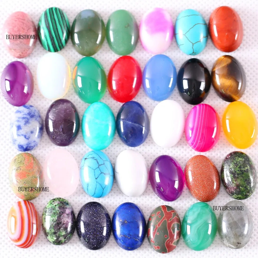 

40 Colors Oval 13x18MM Natural Stone Beads Rhodonite Lapis Crystal Howlite Onyx Zoisite Amazonite Sodalite CAB Cabochon 10Pcs