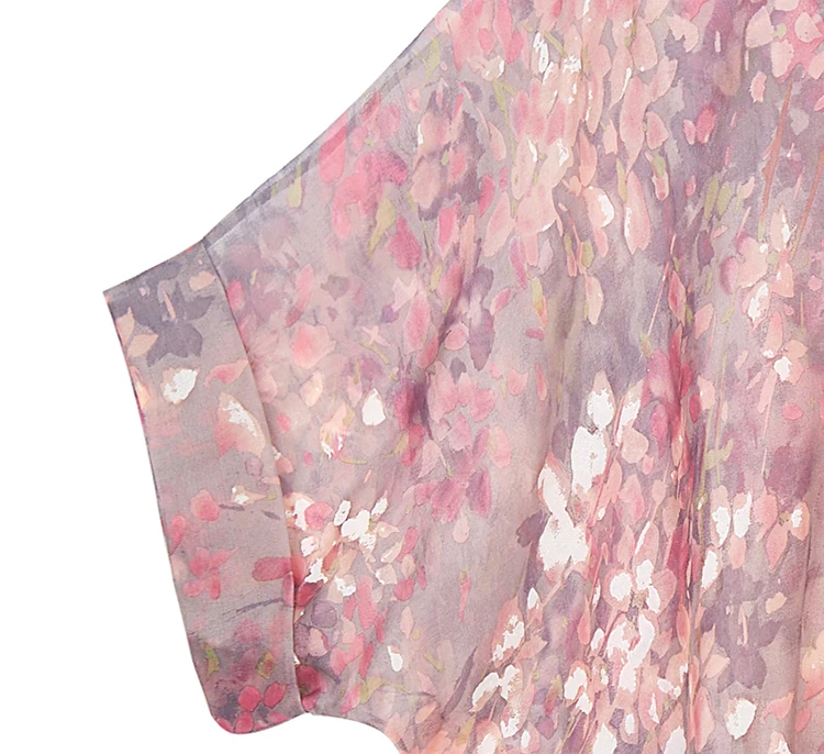 Чистый шелк органза розовая рубашка женская летняя рубашка шелковая блузка с открытыми плечами Casacos Feminino Лето Осень новинка