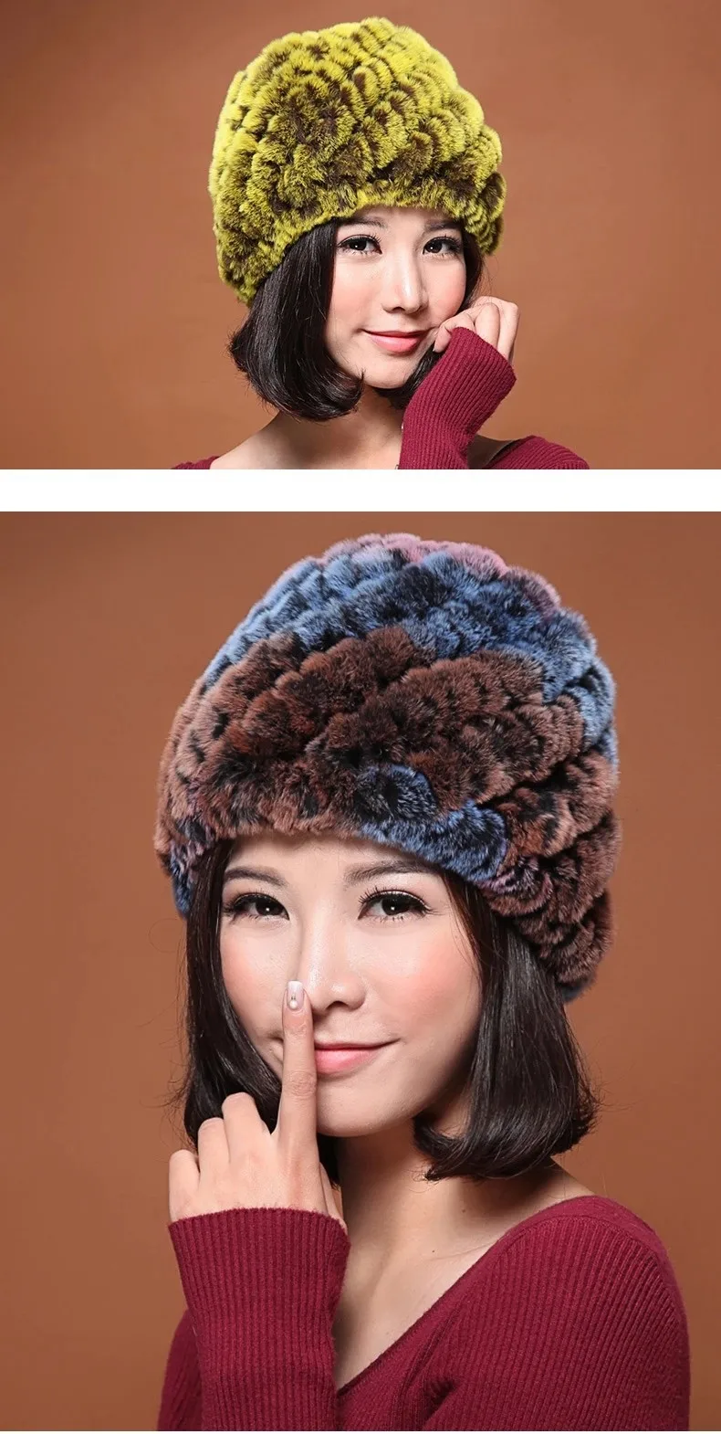 Low Low Low !!! Hot Sales Cheap Real Rex Rabbit Fur Hats High Quality Knitted Rex Rabbit Fur Beanies Women Skullies DL6182 (65)