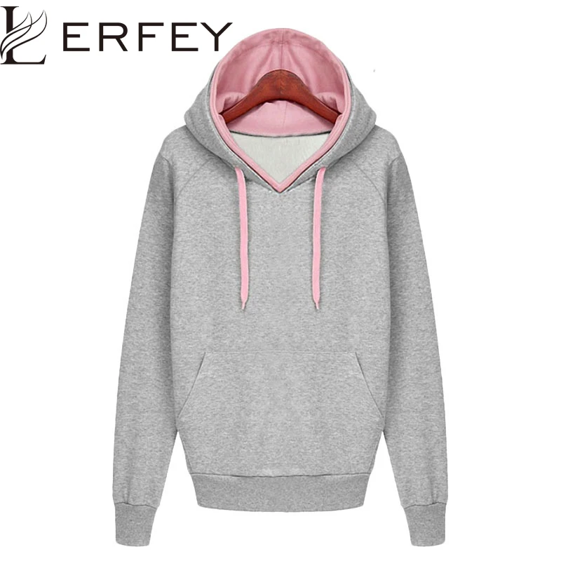 Women Autumn Winter Sweatshirt Casual Double Hoodies Long Sleeve Female...