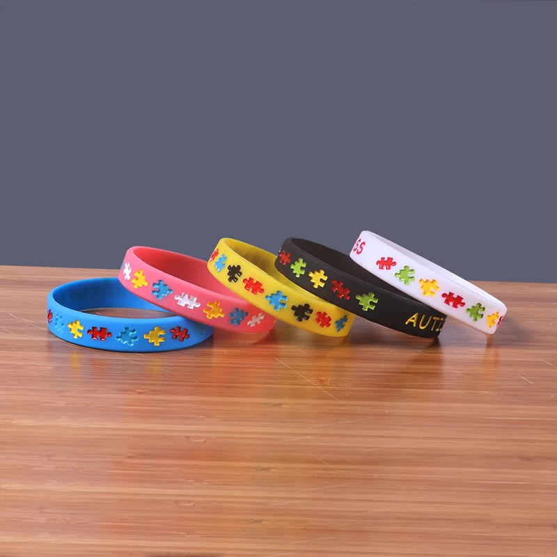 

Retail Package Colorful Autism Awareness Silicone Bracelets Great For Daily Reminder By Wearing This Colourful Bracelet