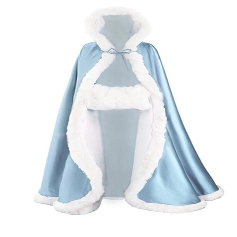 

Train Floor Length Faux Fur Trim Winter Christmas Bridal Cape Stunning Wedding Cloaks Hooded Party Wraps Jacket