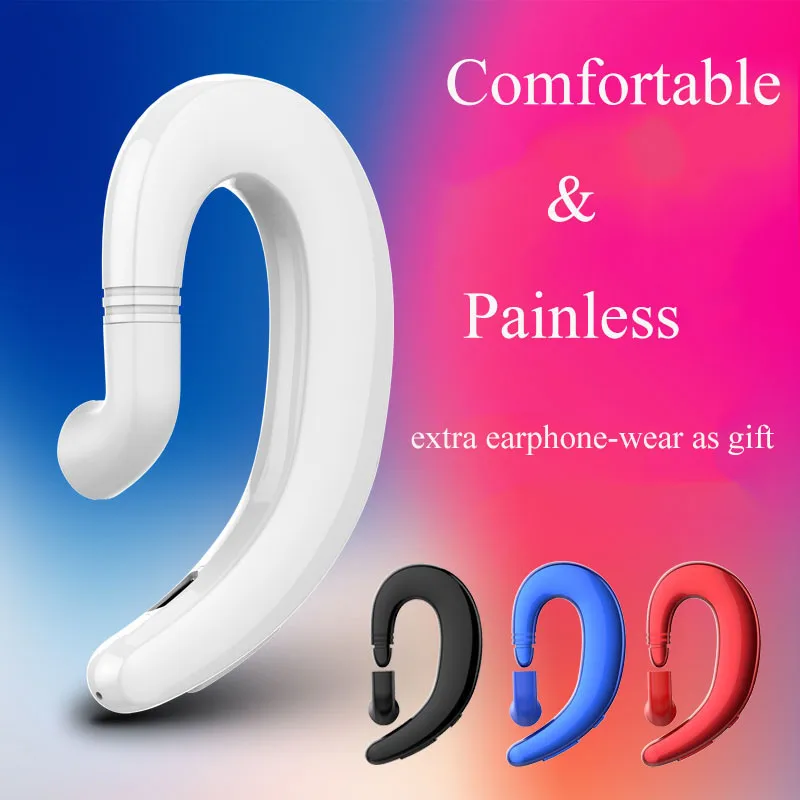 

No Pain Bluetooth Earphone Sport Wireless Headset Car Driver Handsfree Earpiece with Microphone for Xiaomi Huawei Iphone