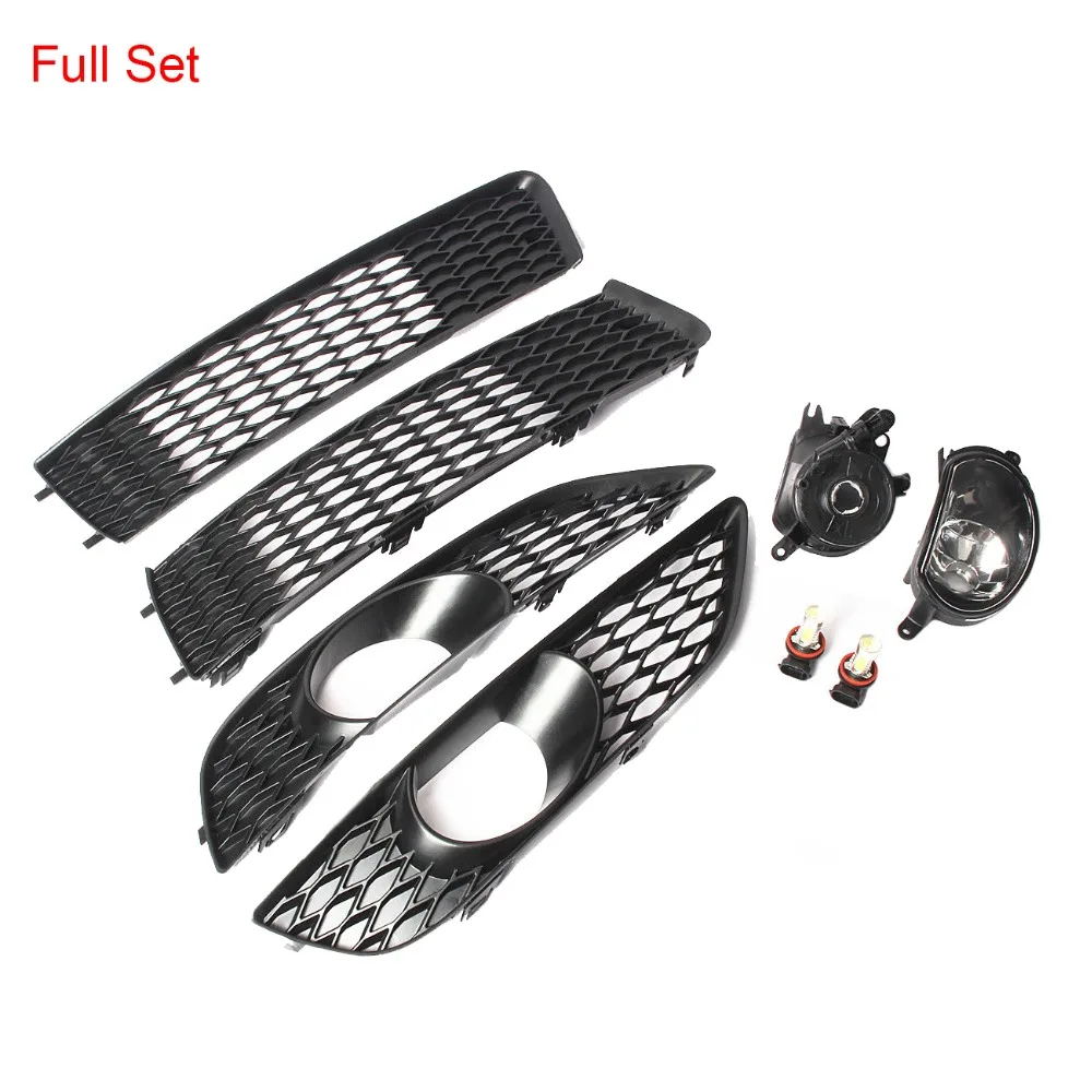 

Black Honeycomb Front Left Right Bumper Lower Fog Light H11 LED Lamp Grilles Cover For AUDI Q7 S-LINE 2010-2015